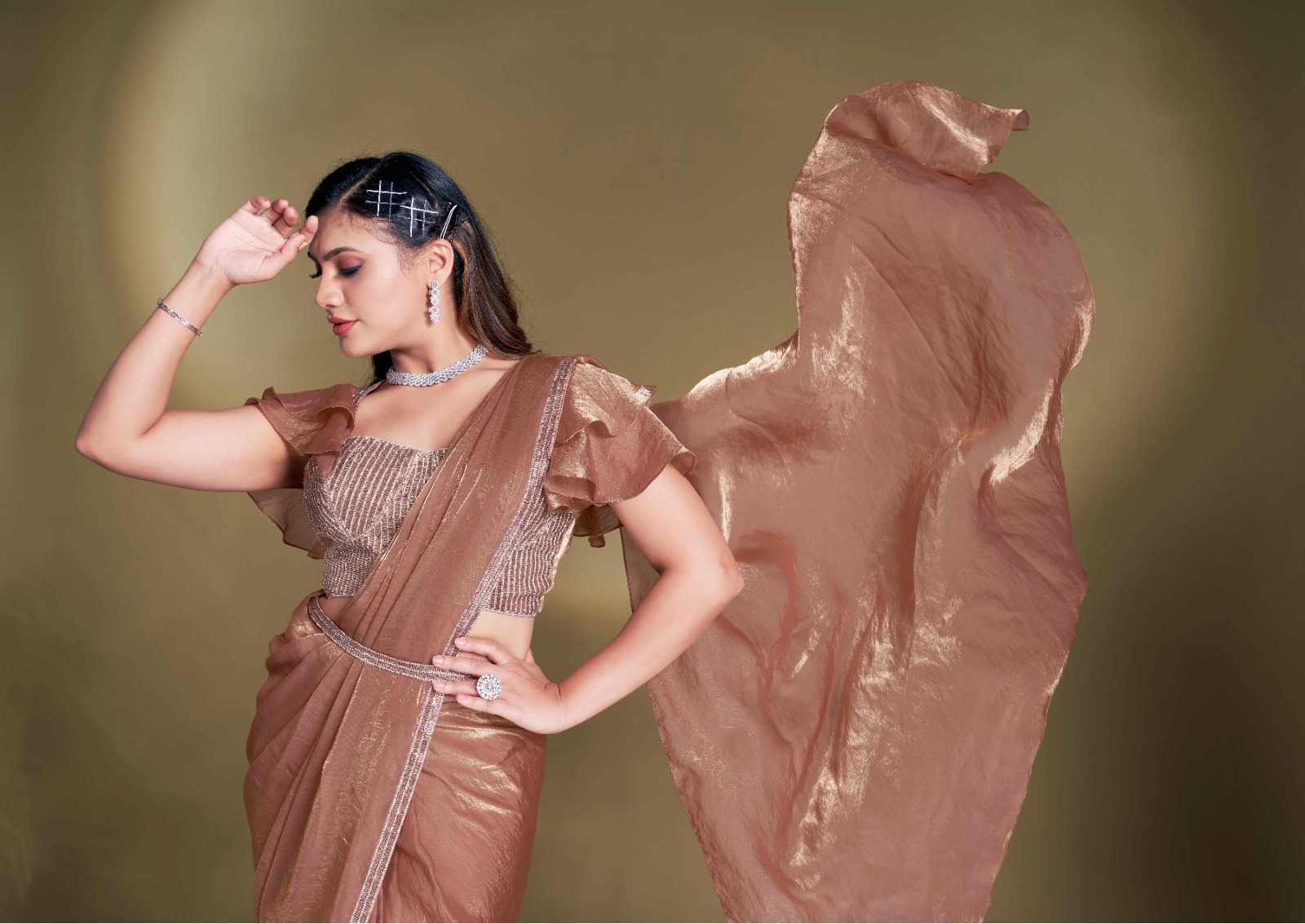 Ynf Satin KESH416 MAHOTSAV MOHMANTHAN 25500 Sarees Wholesale Ready To Wear Sarees Saree with Belt Sequins Work Saree Festive Sarees Manufacturer- Kapda Export