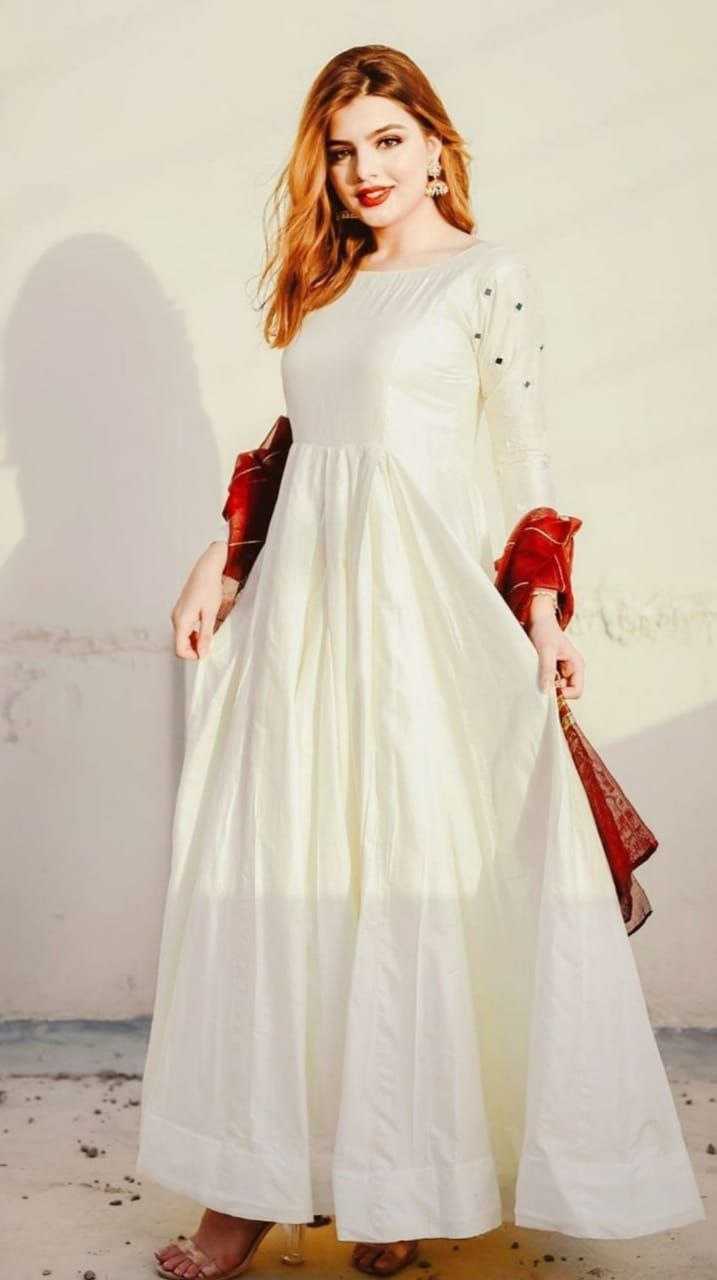 Ynf Satin RIN157 PC-2029 Gowns Plus Size Collections Wholesale Gown With Dupatta Simple Gowns White Gown Manufacturer- Kapda Export