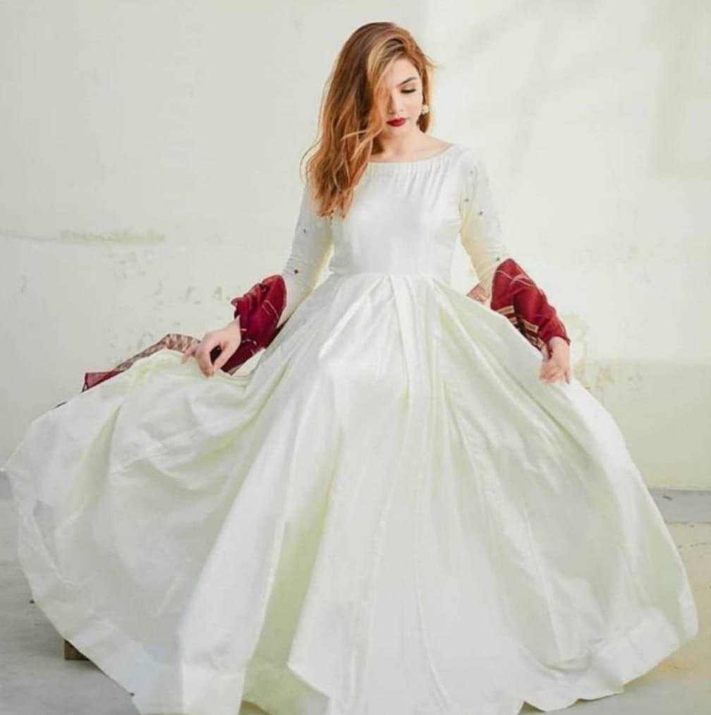 Ynf Satin RIN157 PC-2029 Gowns Plus Size Collections Wholesale Gown With Dupatta Simple Gowns White Gown Manufacturer- Kapda Export