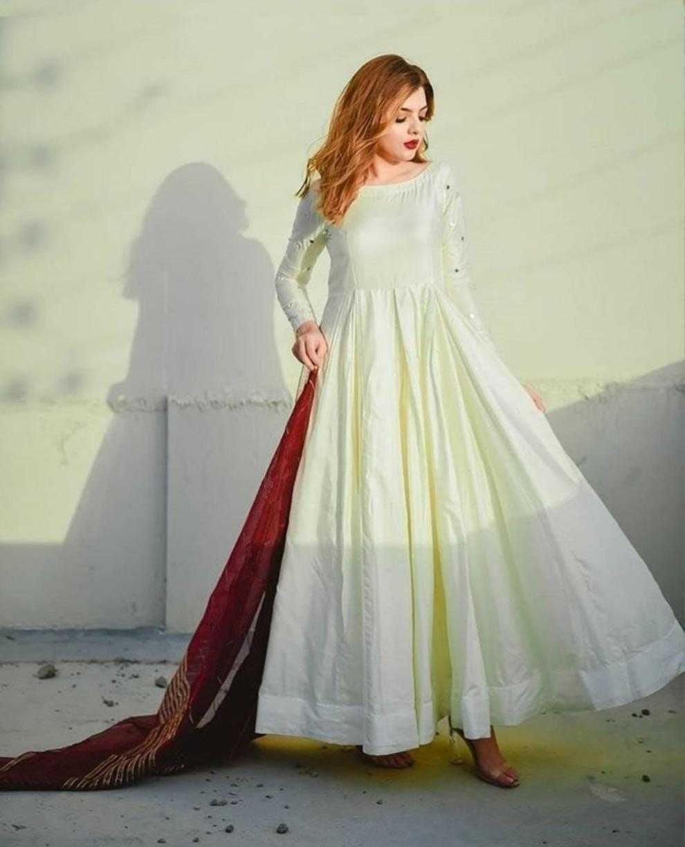 Ynf Satin RIN157 PC-2029 Gowns Plus Size Collections Wholesale Gown With Dupatta Simple Gowns White Gown Manufacturer- Kapda Export
