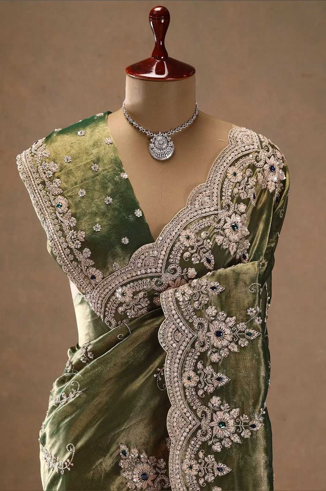 Ynf Satin RIN164 ALGAE Sarees Wholesale Designer Sarees Fancy Sarees Green Sarees Manufacturer- Kapda Export