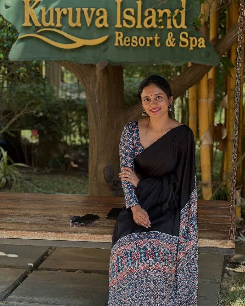 Ynf Satin RIN207 2268 Sarees Wholesale Printed Sarees Ajrakh Sarees Satin Sarees Manufacturer- Kapda Export