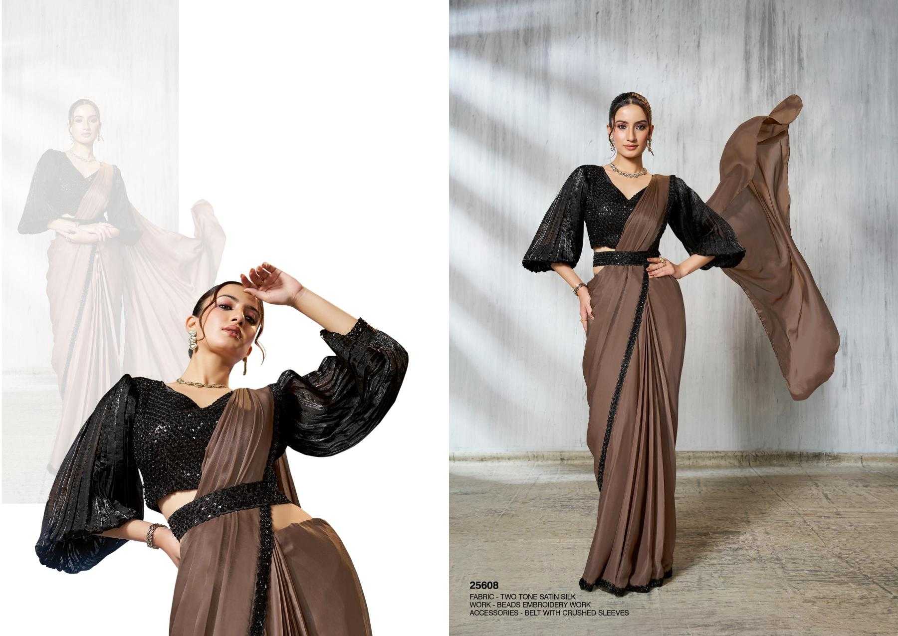 Ynf Satin Silk KESH113 MAHOTSAV-SOIREE 25601 TO 25609 Sarees Silk Sarees Wholesale Ready To Wear Sarees Ruffle Sarees Satin Sarees Manufacturer- Kapda Export