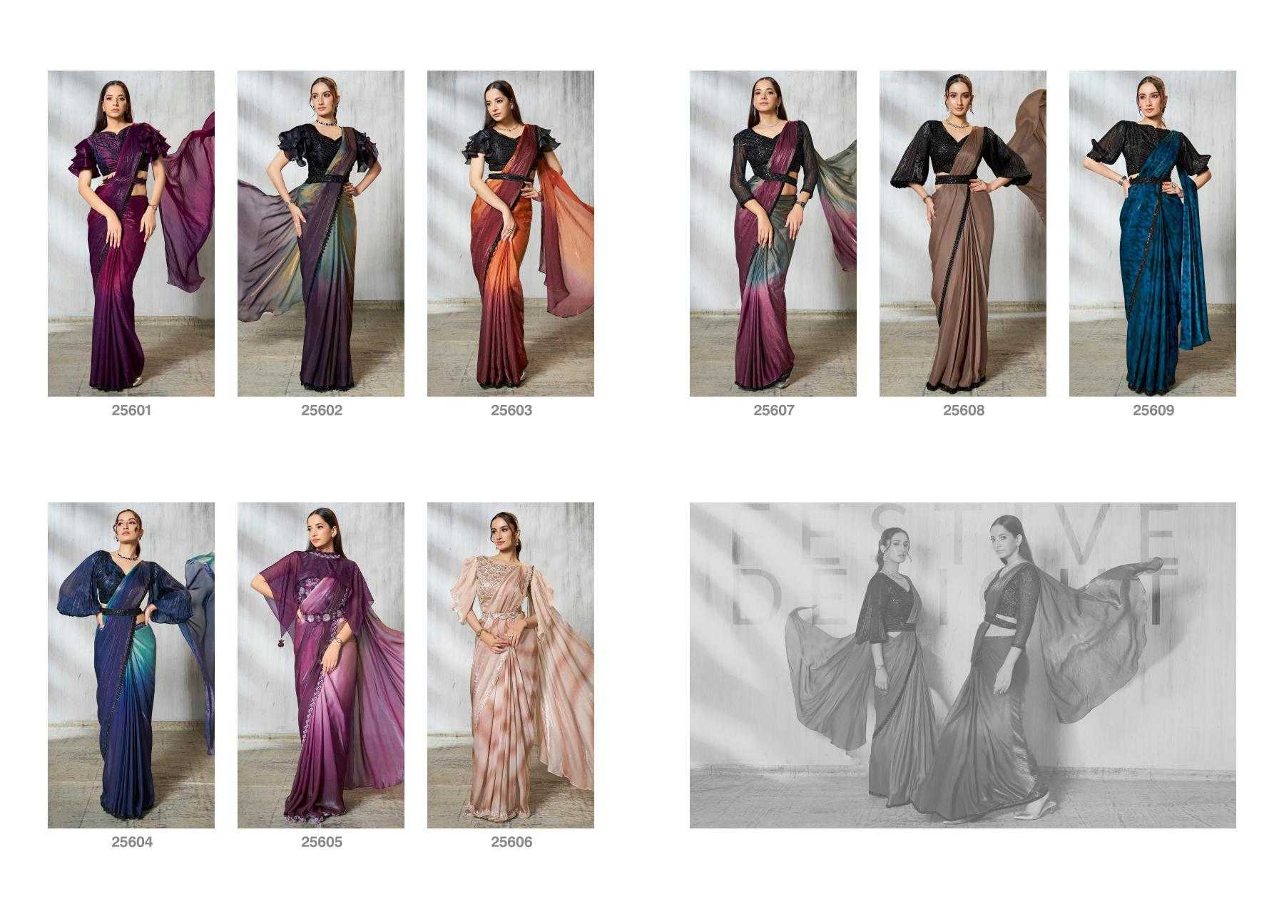 Ynf Satin Silk KESH113 MAHOTSAV-SOIREE 25601 TO 25609 Sarees Silk Sarees Wholesale Ready To Wear Sarees Ruffle Sarees Satin Sarees Manufacturer- Kapda Export