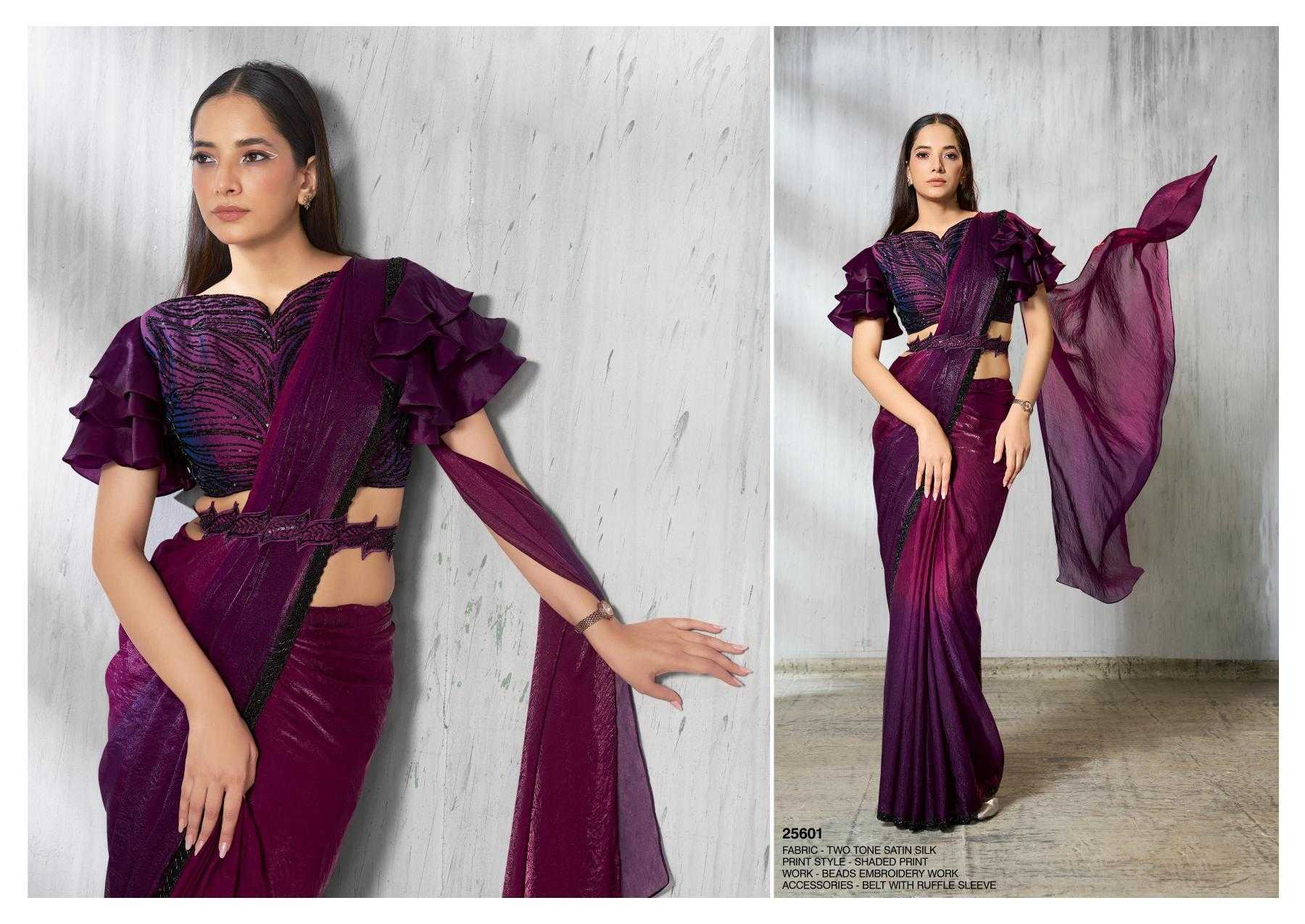 Ynf Satin Silk KESH113 MAHOTSAV-SOIREE 25601 TO 25609 Sarees Silk Sarees Wholesale Ready To Wear Sarees Ruffle Sarees Satin Sarees Manufacturer- Kapda Export