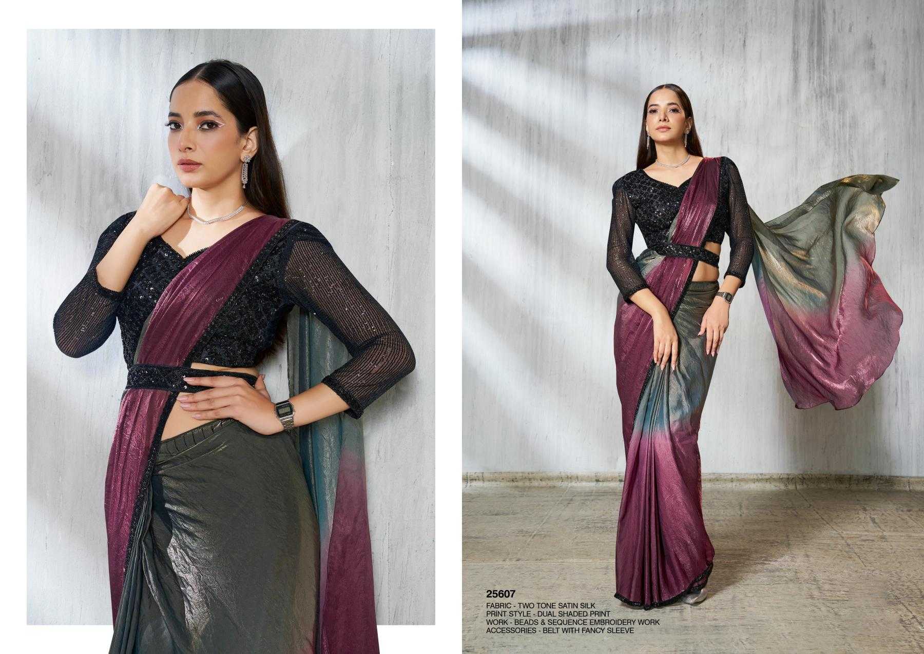 Ynf Satin Silk KESH113 MAHOTSAV-SOIREE 25601 TO 25609 Sarees Silk Sarees Wholesale Ready To Wear Sarees Ruffle Sarees Satin Sarees Manufacturer- Kapda Export