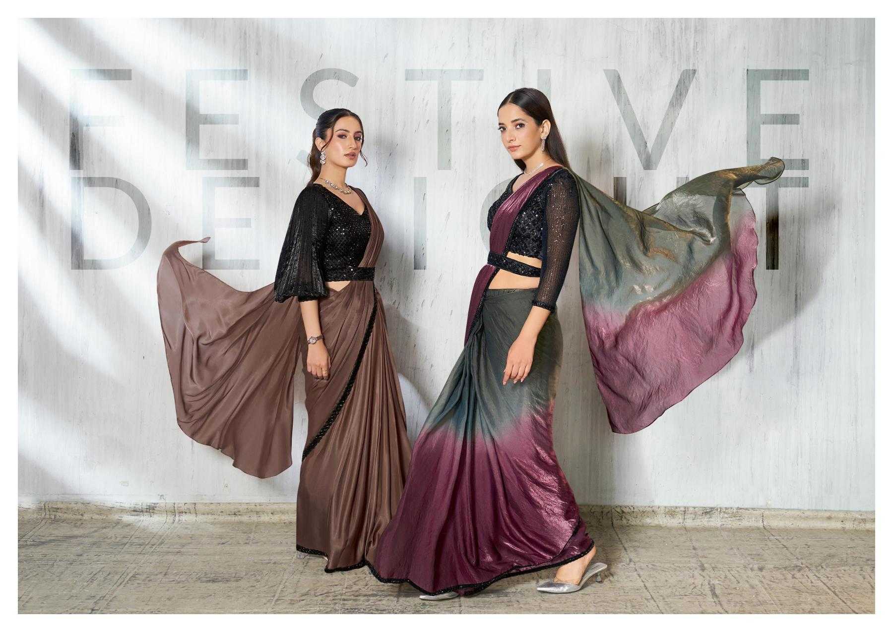 Ynf Satin Silk KESH113 MAHOTSAV-SOIREE 25601 TO 25609 Sarees Silk Sarees Wholesale Ready To Wear Sarees Ruffle Sarees Satin Sarees Manufacturer- Kapda Export