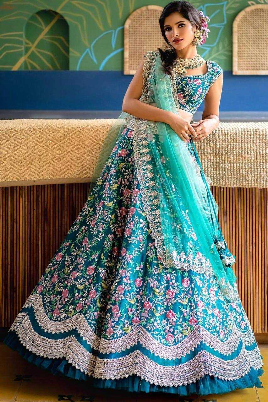 Ynf Satin Silk KESH528 299 Lehengas Wholesale Silk Lehenga Embroidered Lehenga Blue Lehenga Manufacturer- Kapda Export