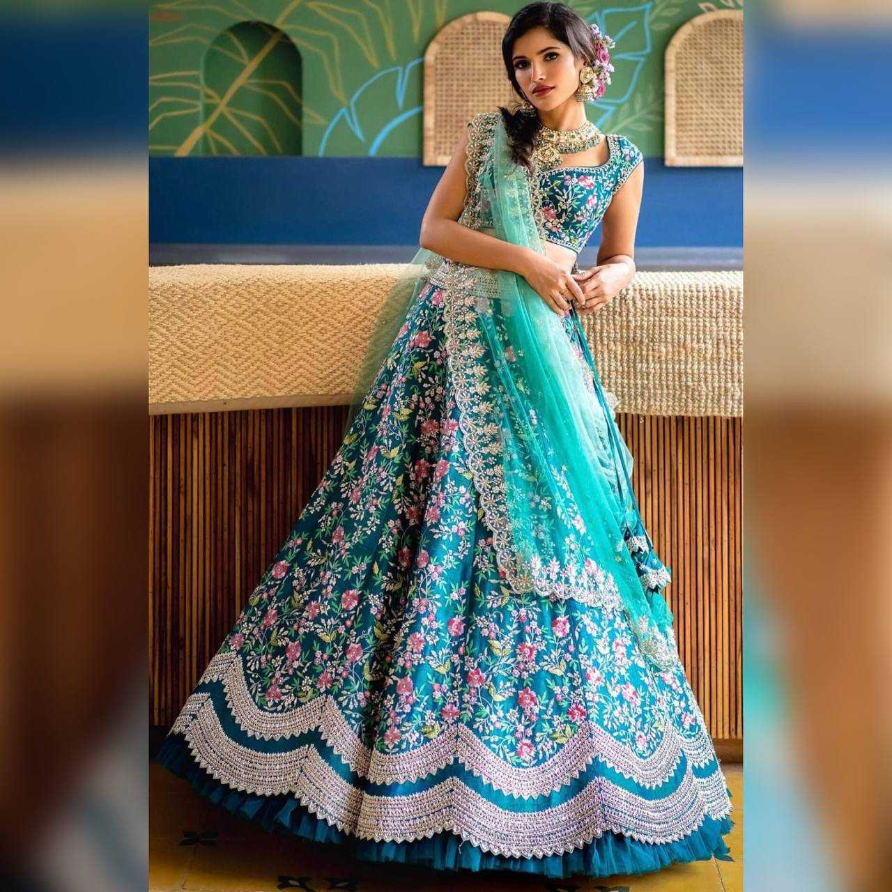 Ynf Satin Silk KESH528 299 Lehengas Wholesale Silk Lehenga Embroidered Lehenga Blue Lehenga Manufacturer- Kapda Export