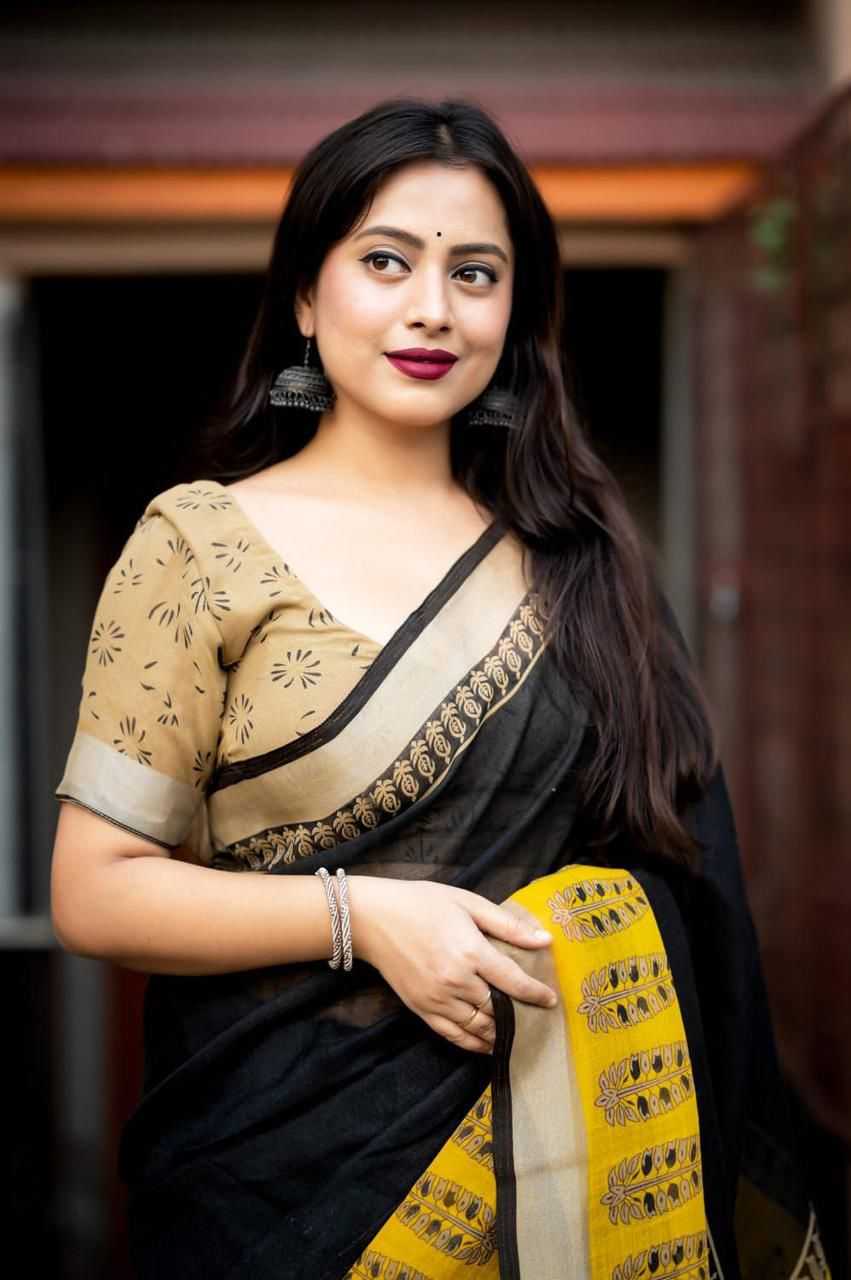 Ynf Soft Linen Jari KESH433 134 Silk Sarees Wholesale Pattu Sarees Printed Silk Saree Silk Sarees With Contrast Pallu Manufacturer- Kapda Export