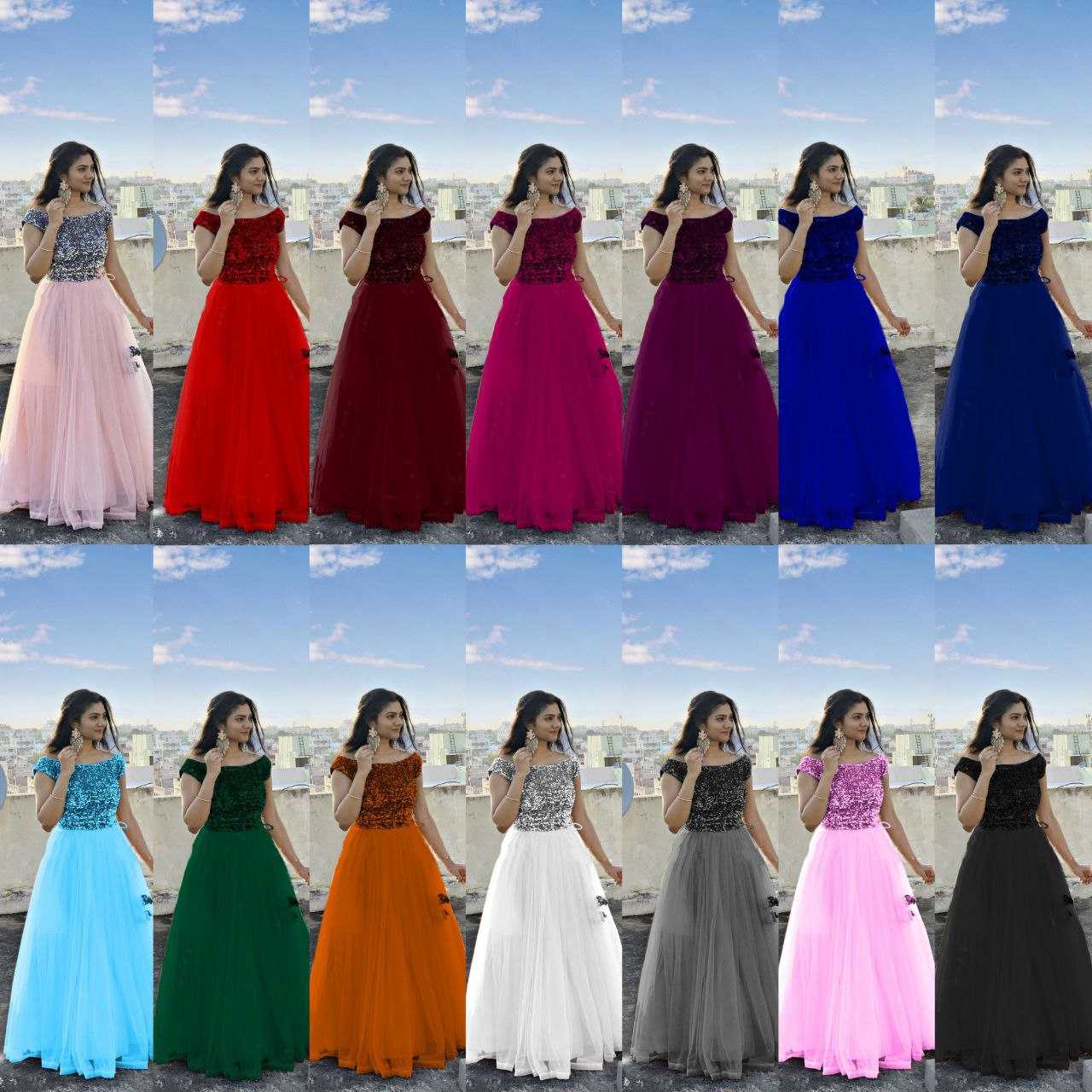 Ynf Soft Net RIN157 PC-2215 Gowns Plus Size Collections Wholesale Fancy Gowns Net Gowns Sequin Gowns Manufacturer- Kapda Export