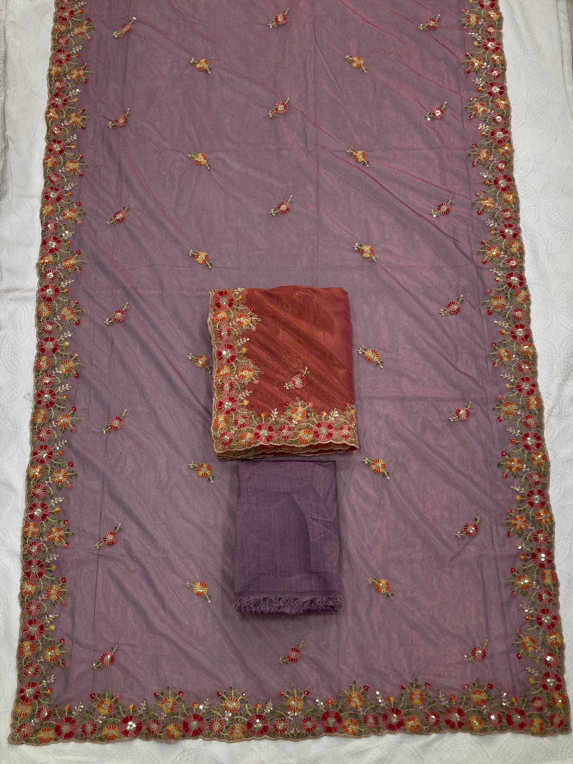 Ynf Soft Net RIN188 Paradise Sarees Wholesale Net Sarees Embroidered Sarees Chikan Sarees Manufacturer- Kapda Export