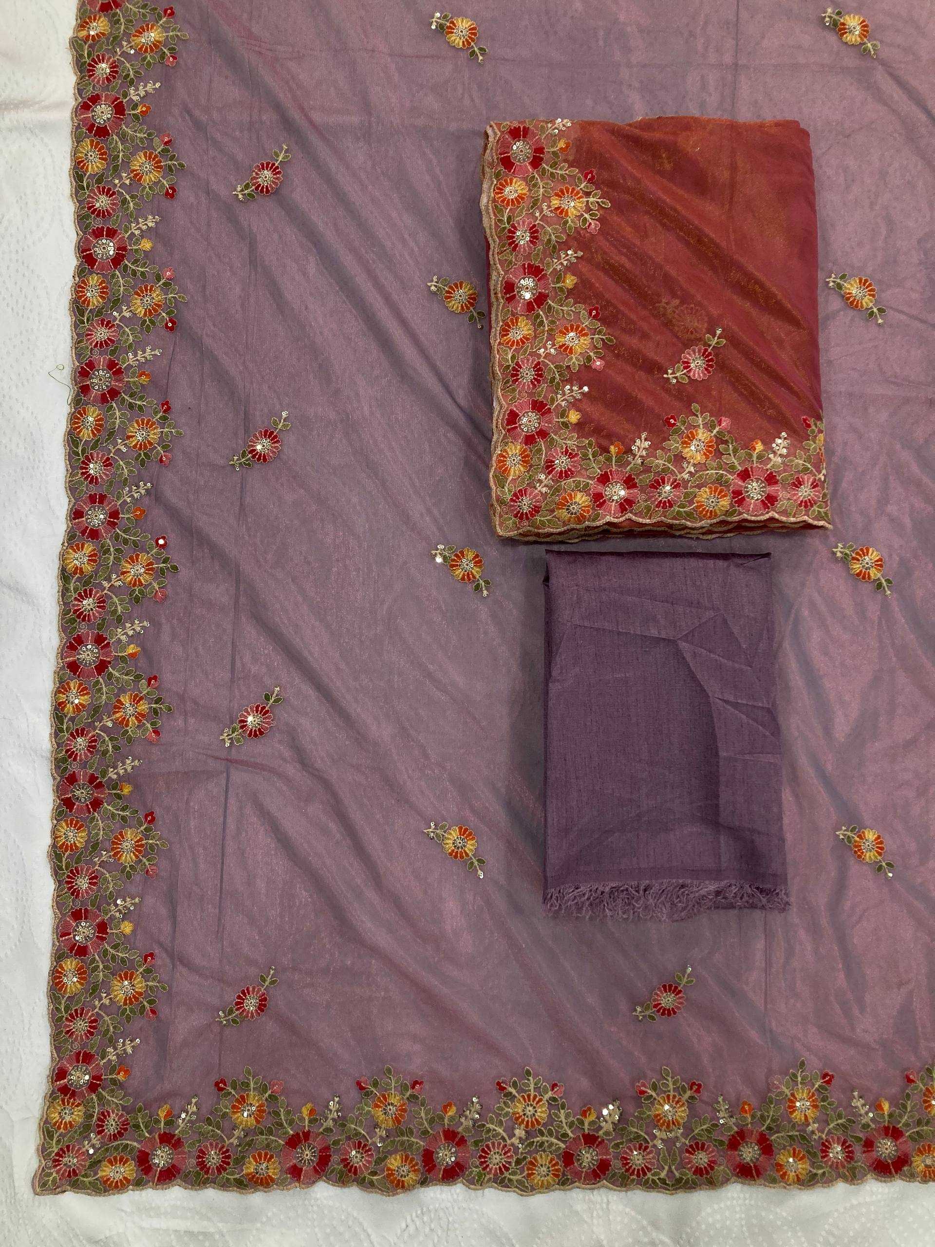 Ynf Soft Net RIN188 Paradise Sarees Wholesale Net Sarees Embroidered Sarees Chikan Sarees Manufacturer- Kapda Export