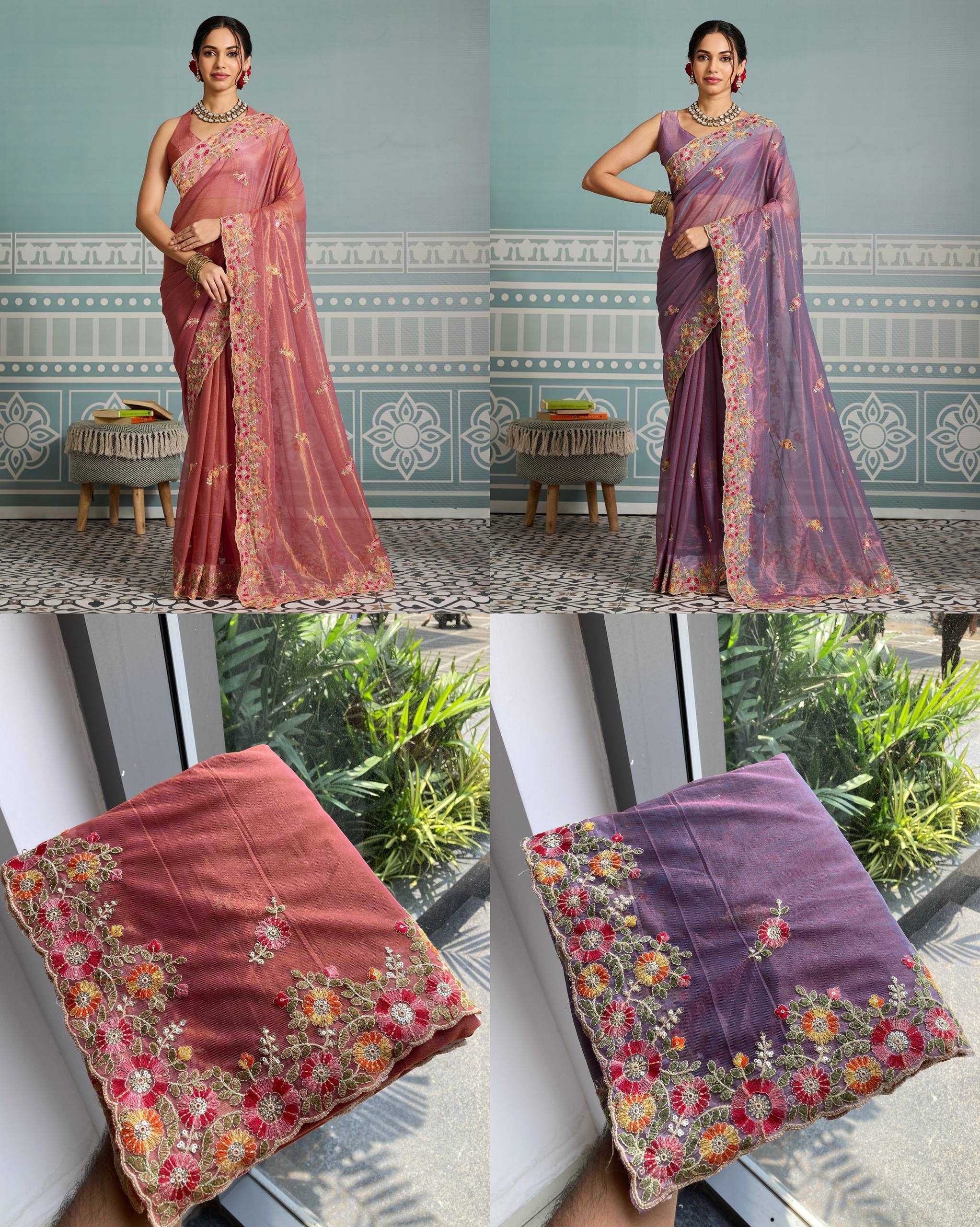 Ynf Soft Net RIN188 Paradise Sarees Wholesale Net Sarees Embroidered Sarees Chikan Sarees Manufacturer- Kapda Export