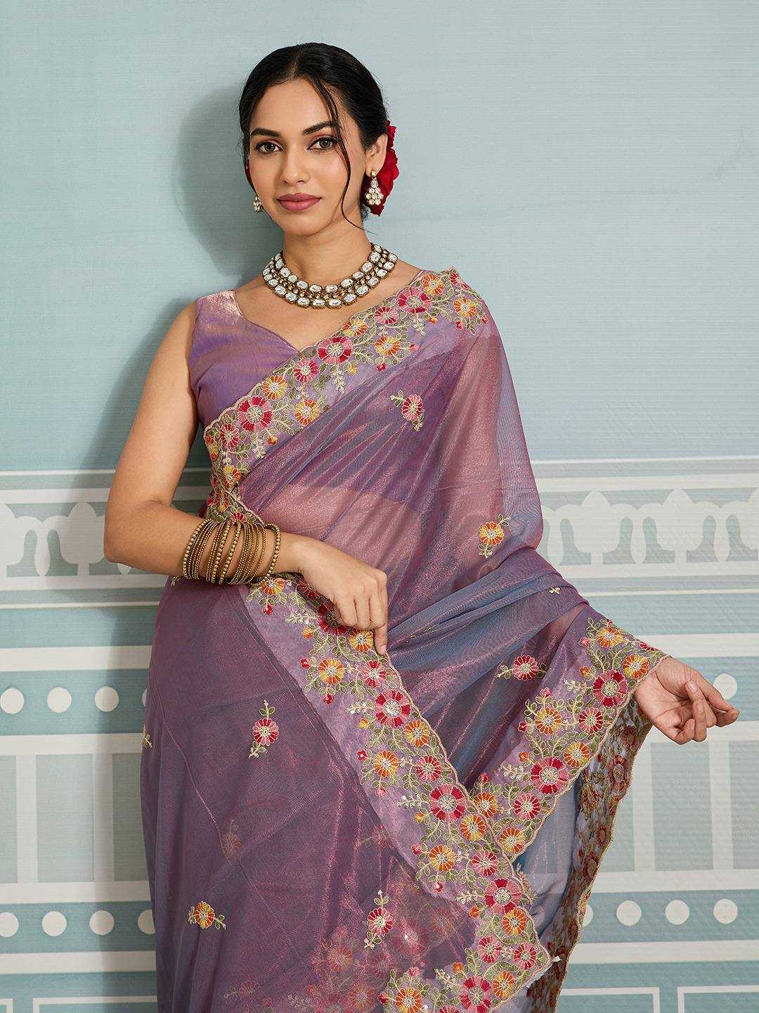 Ynf Soft Net RIN188 Paradise Sarees Wholesale Net Sarees Embroidered Sarees Chikan Sarees Manufacturer- Kapda Export