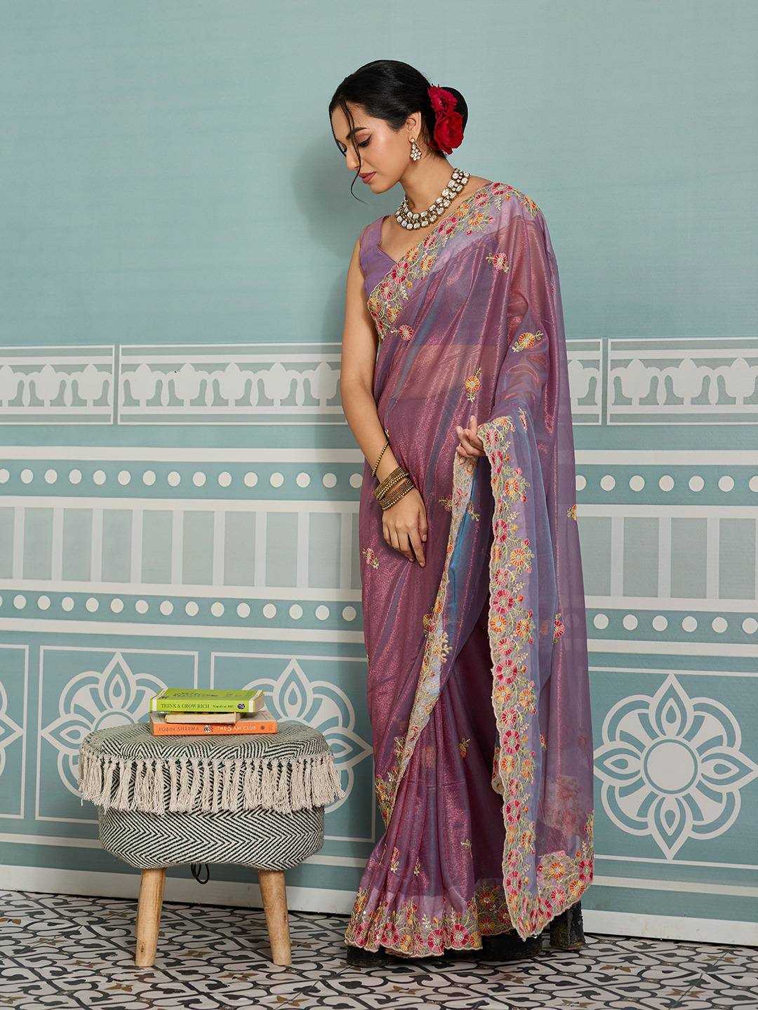 Ynf Soft Net RIN188 Paradise Sarees Wholesale Net Sarees Embroidered Sarees Chikan Sarees Manufacturer- Kapda Export