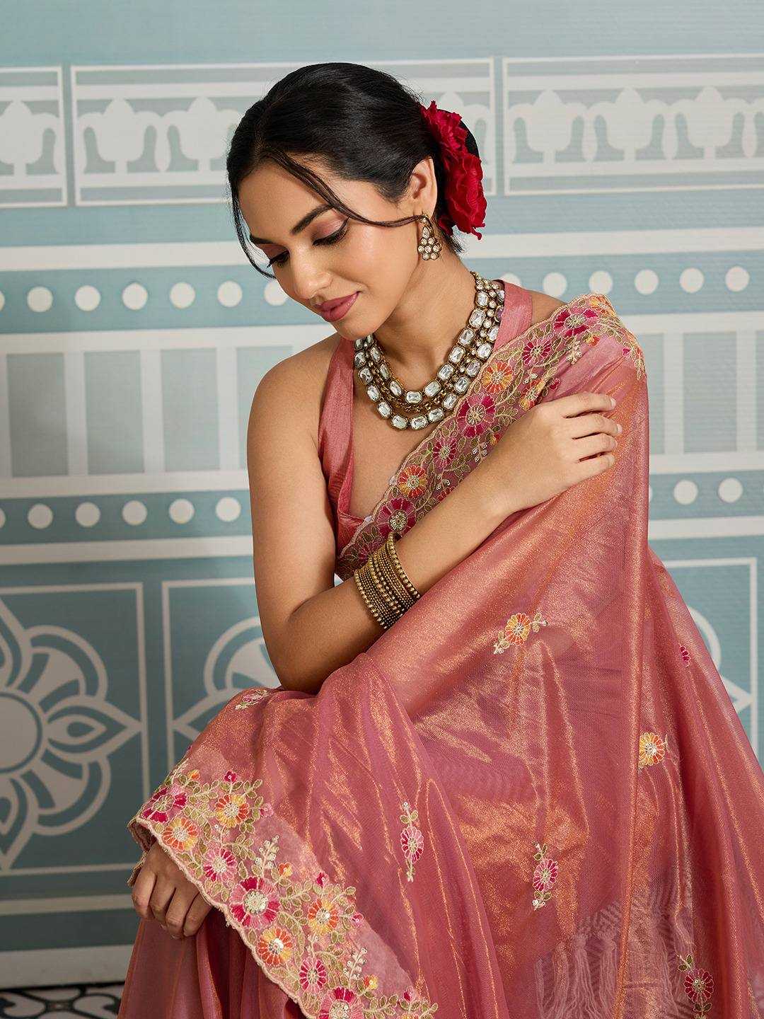 Ynf Soft Net RIN188 Paradise Sarees Wholesale Net Sarees Embroidered Sarees Chikan Sarees Manufacturer- Kapda Export