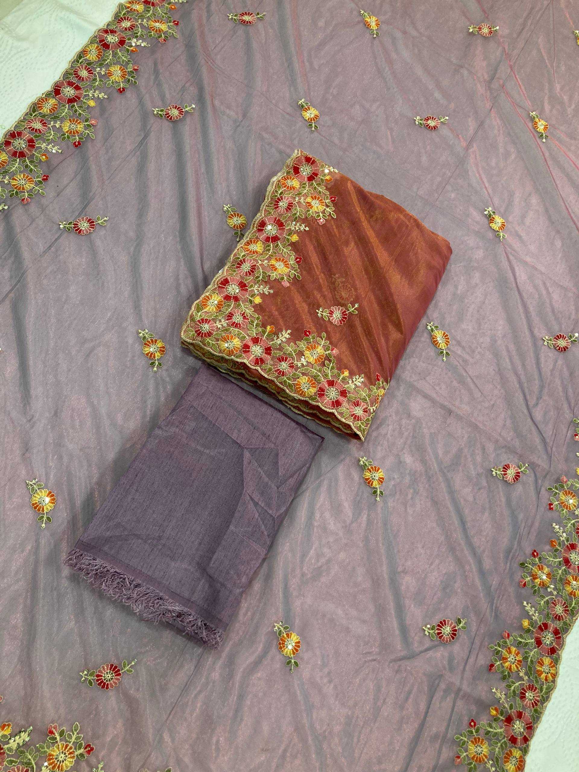 Ynf Soft Net RIN188 Paradise Sarees Wholesale Net Sarees Embroidered Sarees Chikan Sarees Manufacturer- Kapda Export