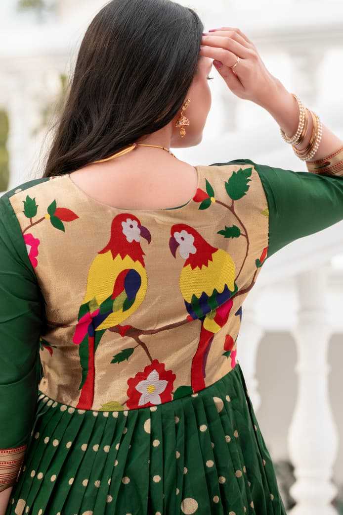 Ynf Soft Silk KESH249 W2087 Gowns Plus Size Collections Wholesale Designer Gowns Silk Gowns Green Gown Manufacturer- Kapda Export