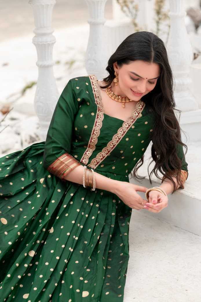 Ynf Soft Silk KESH249 W2087 Gowns Plus Size Collections Wholesale Designer Gowns Silk Gowns Green Gown Manufacturer- Kapda Export