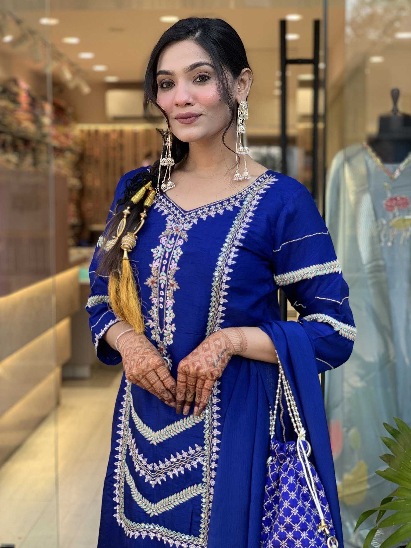 Ynf Soft Vichitra KESH334 Samruddhi Suits & Dresses Wholesale Embroidery Suits Palazzo Suit Blue Salwar Suit Manufacturer- Kapda Export