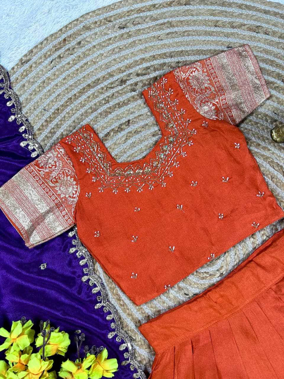 Ynf Tissue Silk KESH505 dazzle Kids Wear Wholesale Kids Ethnic Wear Kids Lehenga Choli Kids Navratri Outfits Manufacturer- Kapda Export