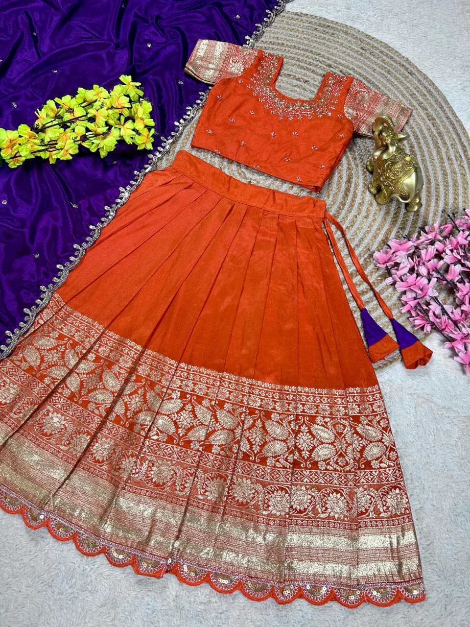 Ynf Tissue Silk KESH505 dazzle Kids Wear Wholesale Kids Ethnic Wear Kids Lehenga Choli Kids Navratri Outfits Manufacturer- Kapda Export