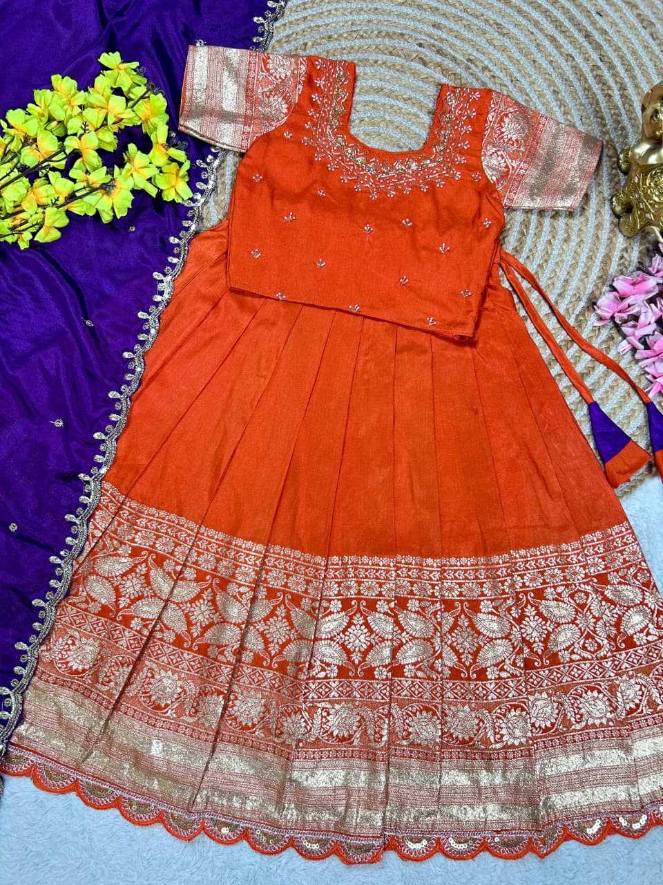 Ynf Tissue Silk KESH505 dazzle Kids Wear Wholesale Kids Ethnic Wear Kids Lehenga Choli Kids Navratri Outfits Manufacturer- Kapda Export