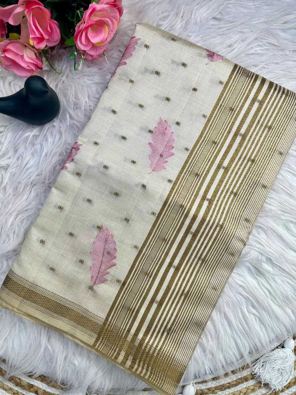 Ynf Tussar Silk KESH488 BHUMI Sarees Wholesale White Sarees Traditional Sarees Tussar Sarees Manufacturer- Kapda Export