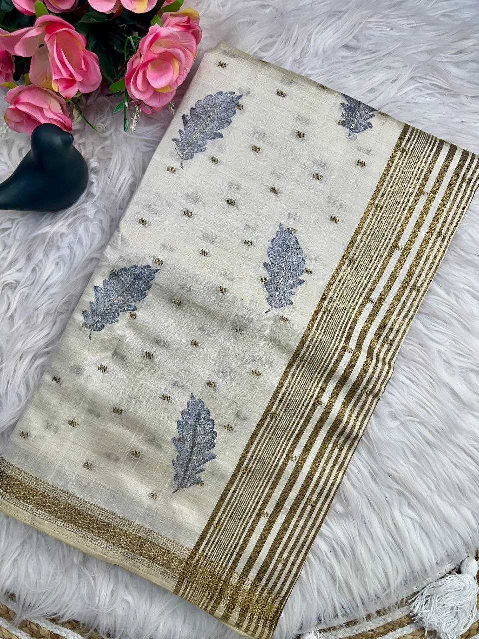 Ynf Tussar Silk KESH488 BHUMI Sarees Wholesale White Sarees Traditional Sarees Tussar Sarees Manufacturer- Kapda Export