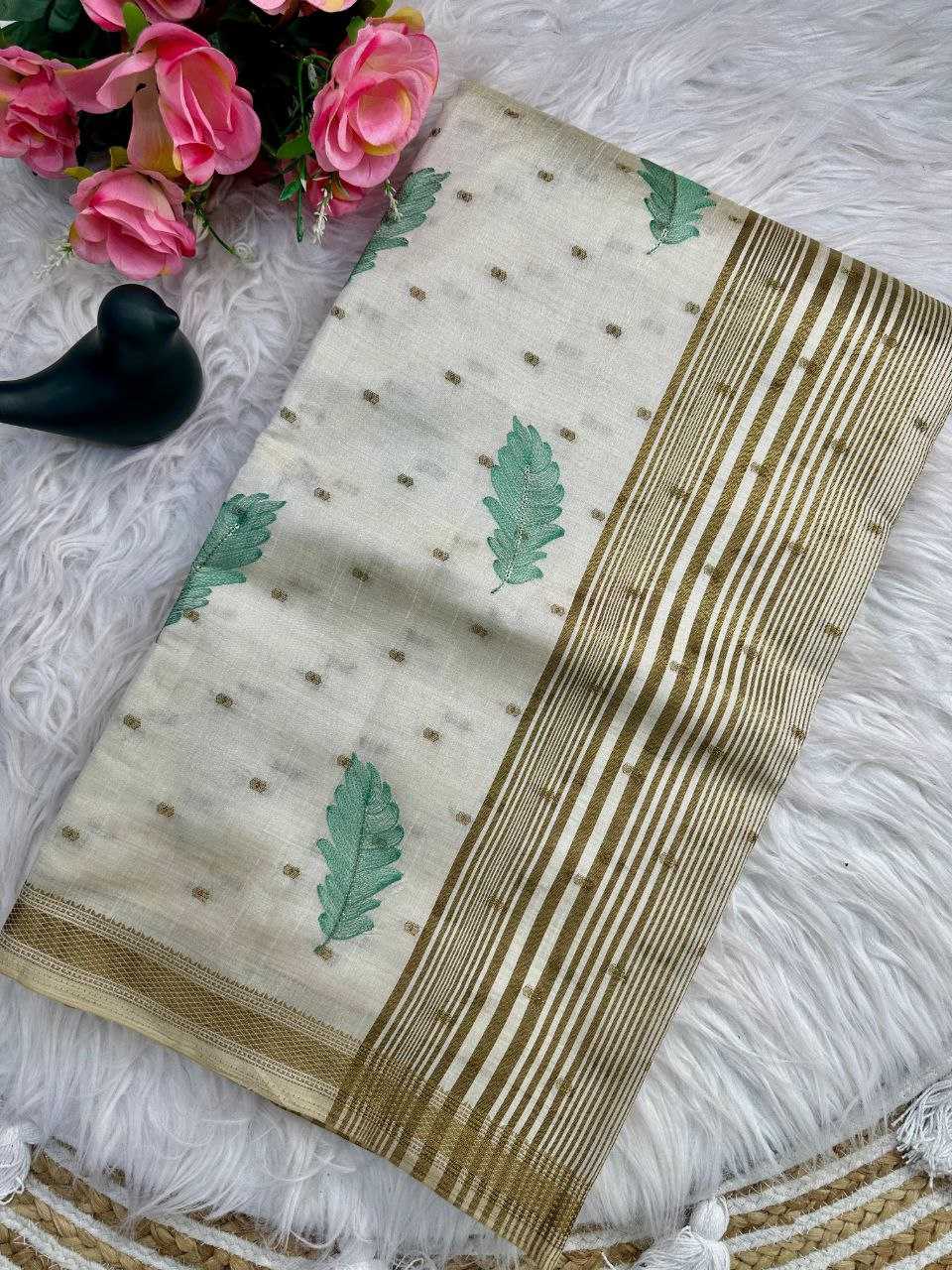 Ynf Tussar Silk KESH488 BHUMI Sarees Wholesale White Sarees Traditional Sarees Tussar Sarees Manufacturer- Kapda Export
