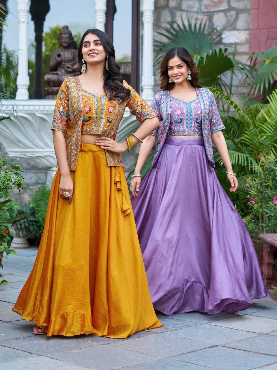 Ynf Vichitra Silk KESH498 142 Lehengas Wholesale Fancy Lehenga Embroidered Lehenga Jacket Style Lehenga Thread Work Lehenga Manufacturer- Kapda Export