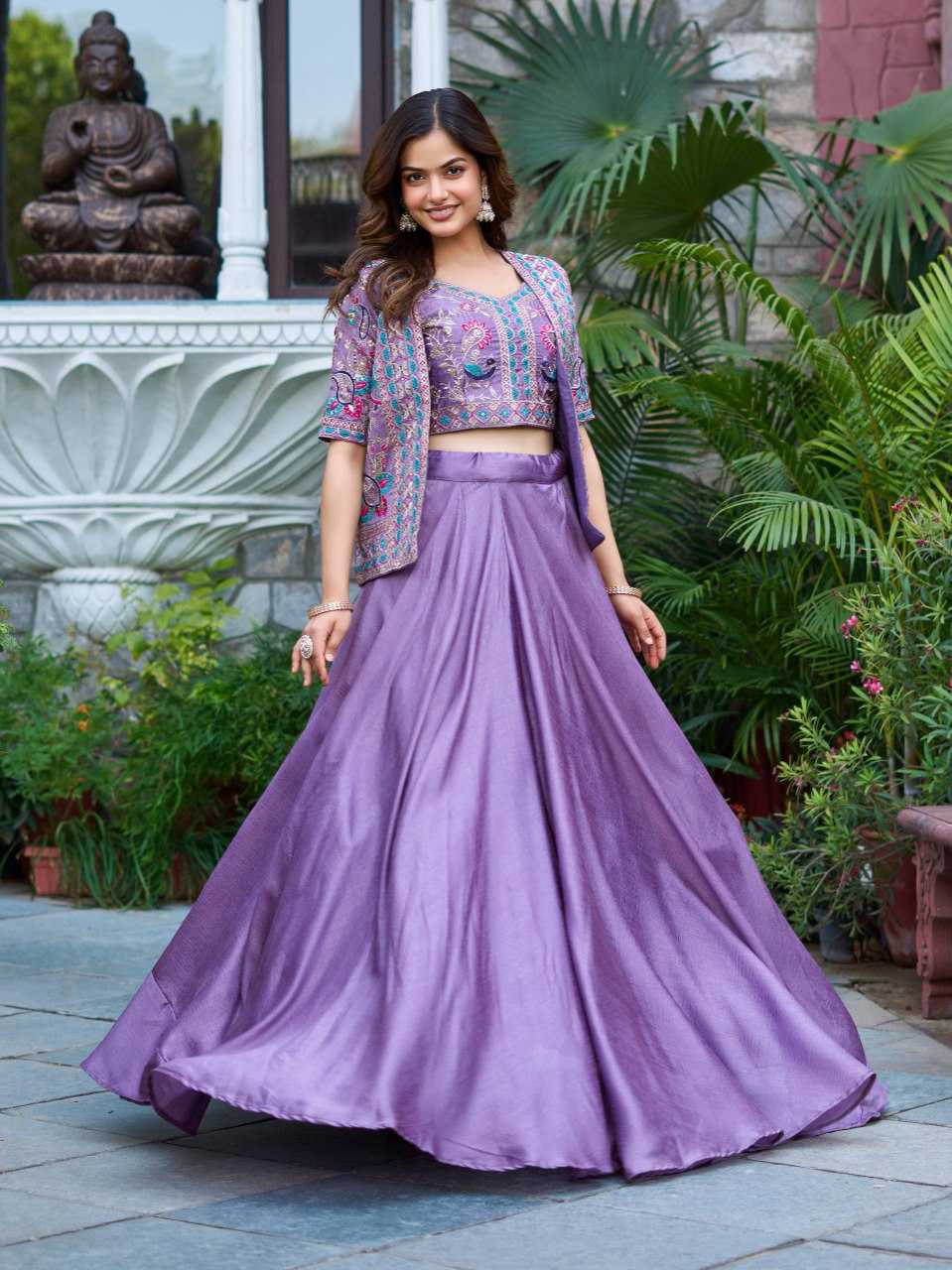 Ynf Vichitra Silk KESH498 142 Lehengas Wholesale Fancy Lehenga Embroidered Lehenga Jacket Style Lehenga Thread Work Lehenga Manufacturer- Kapda Export