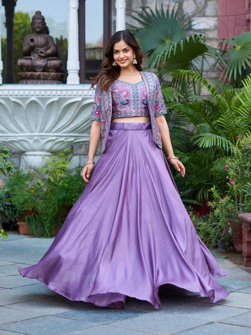 Ynf Vichitra Silk KESH498 142 Lehengas Wholesale Fancy Lehenga Embroidered Lehenga Jacket Style Lehenga Thread Work Lehenga Manufacturer- Kapda Export