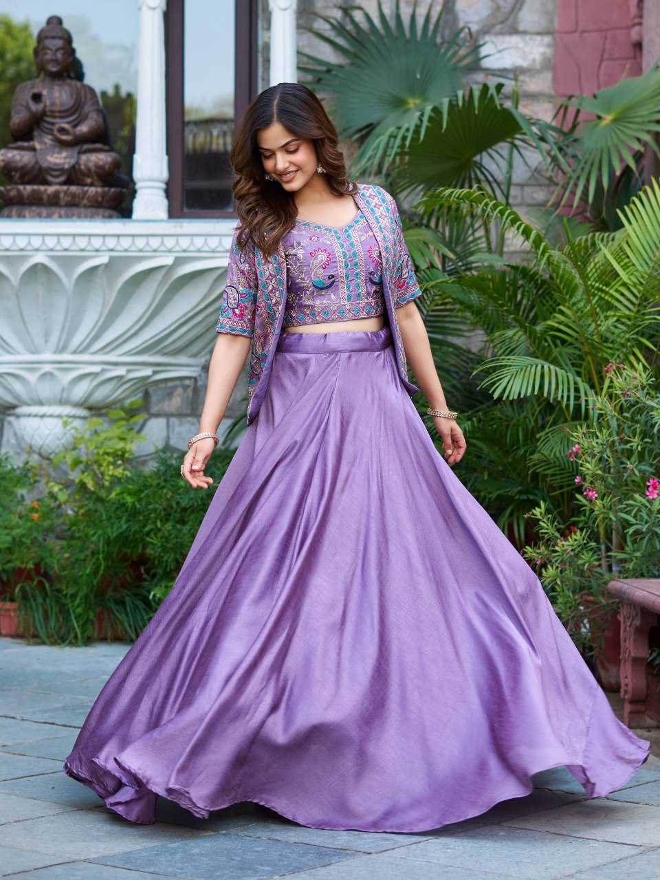 Ynf Vichitra Silk KESH498 142 Lehengas Wholesale Fancy Lehenga Embroidered Lehenga Jacket Style Lehenga Thread Work Lehenga Manufacturer- Kapda Export