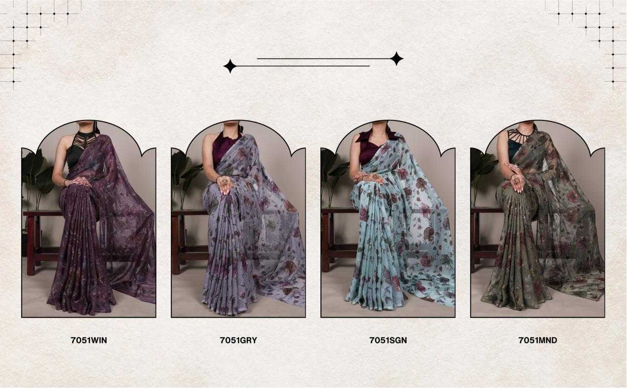 Ynf Brass KESH134 7051 Sarees Wholesale Brasso Sarees Floral Sarees Festive Sarees Manufacturer- Kapda Export