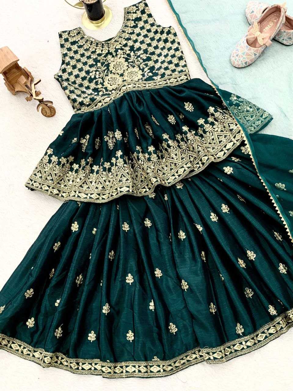 Ynf Chinon KESH167 QUEEN Kids Wear Wholesale Kids Sharara Kids Festive Wear Kids Diwali Clothes Manufacturer- Kapda Export