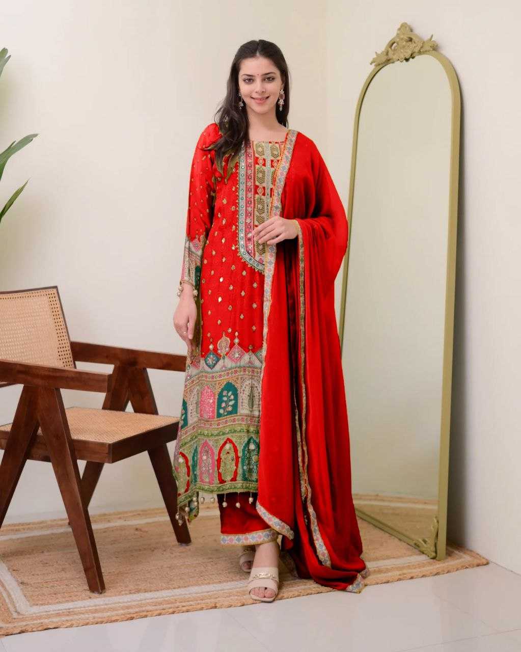 Ynf Chinon KESH625 SHER Suits & Dresses Islamic Clothing Wholesale Pakistani Suits Printed Suits Red Salwar Suit Manufacturer- Kapda Export