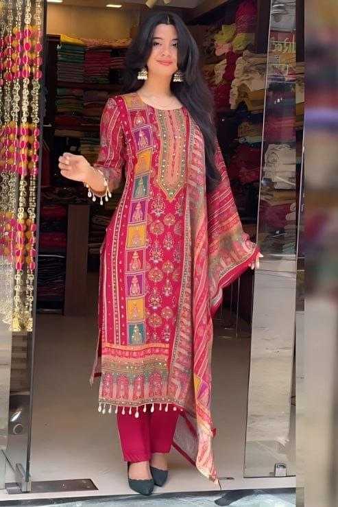 Ynf Chinon KESH625 tripti Suits & Dresses Islamic Clothing Wholesale Pakistani Suits Printed Suits Red Salwar Suit Manufacturer- Kapda Export