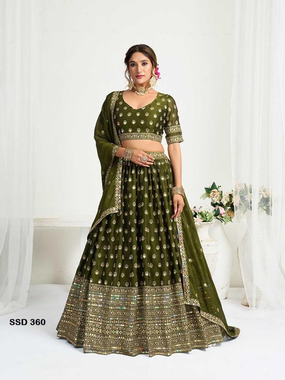 Ynf Chinon Silk RIN131 360 Lehengas Wholesale Traditional Lehenga Embroidered Lehenga Lehenga For Mehndi Manufacturer- Kapda Export