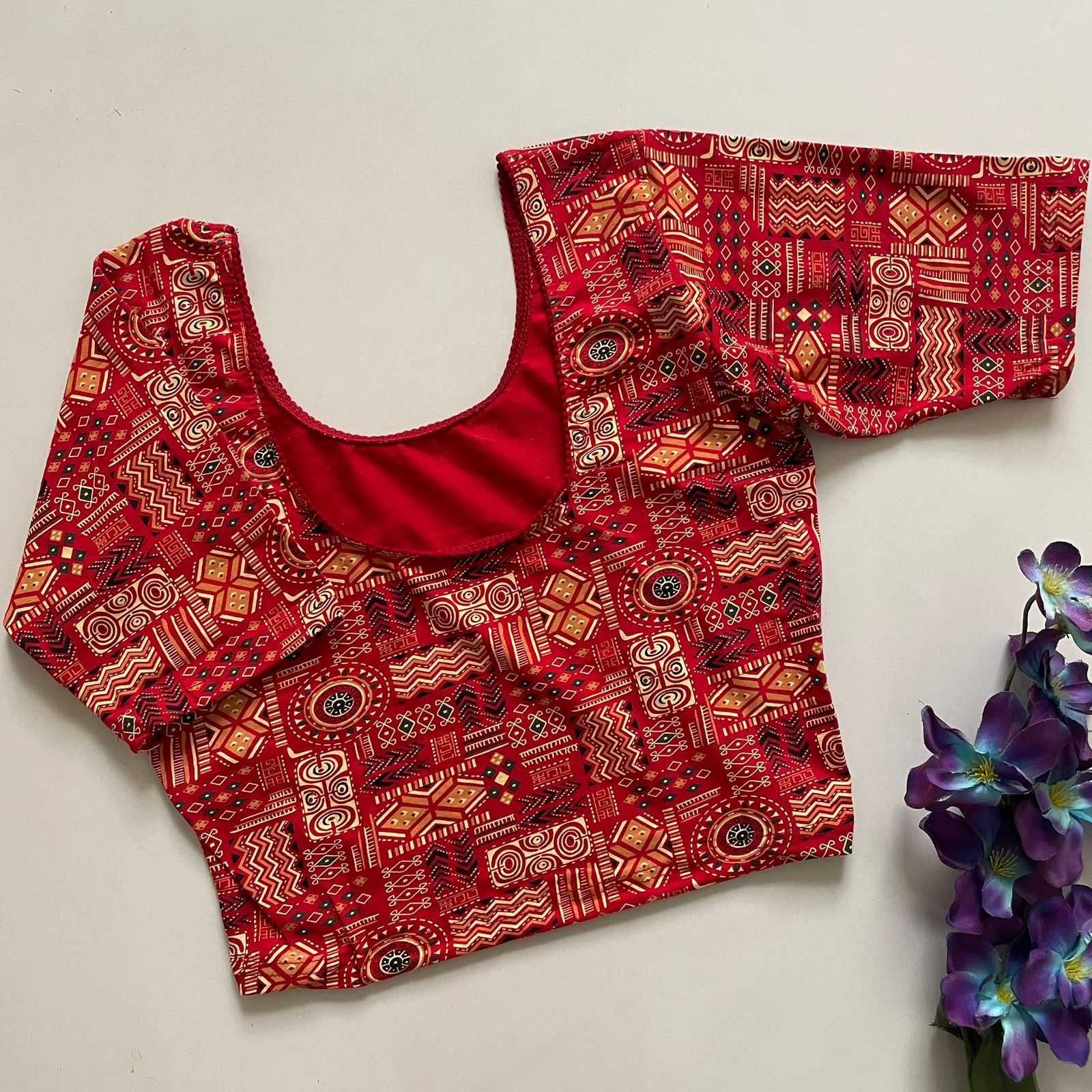 Ynf Cotton KESH426 AJRAk Readymade Blouses Festive Collections Wholesale Printed Blouse Stretchable Blouse Cotton Blouse Manufacturer- Kapda Export