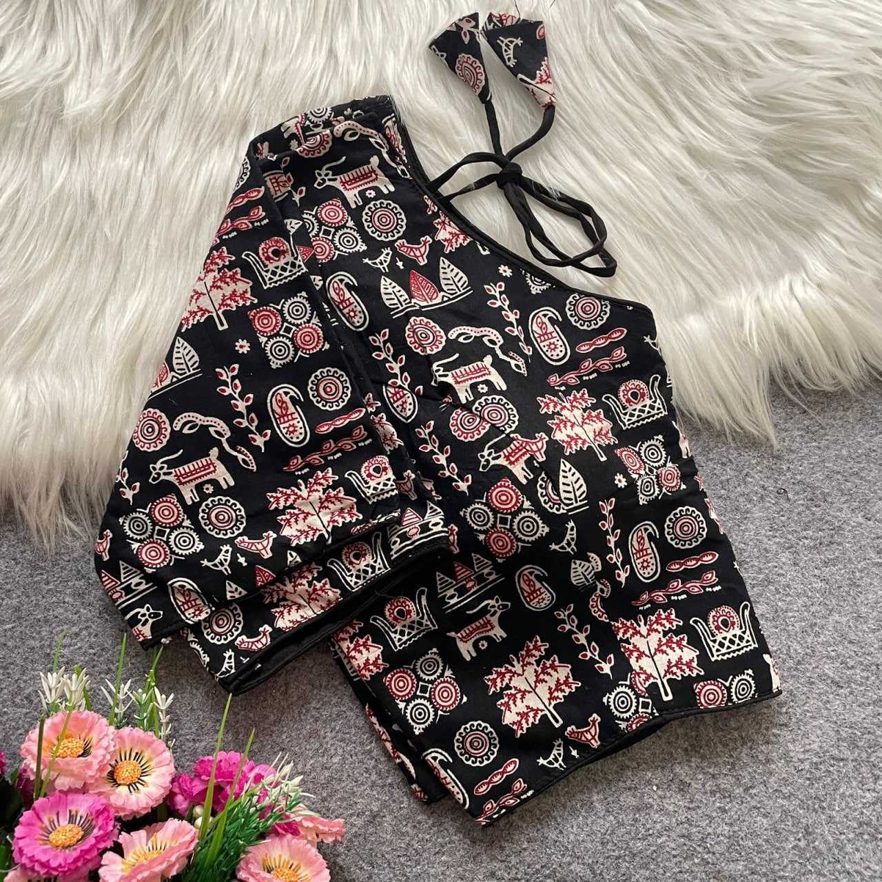 Ynf Cotton KESH426 Ajrakh 18 Readymade Blouses Festive Collections Wholesale V-Neck Blouses Cotton Blouse Fashion Blouse Manufacturer- Kapda Export