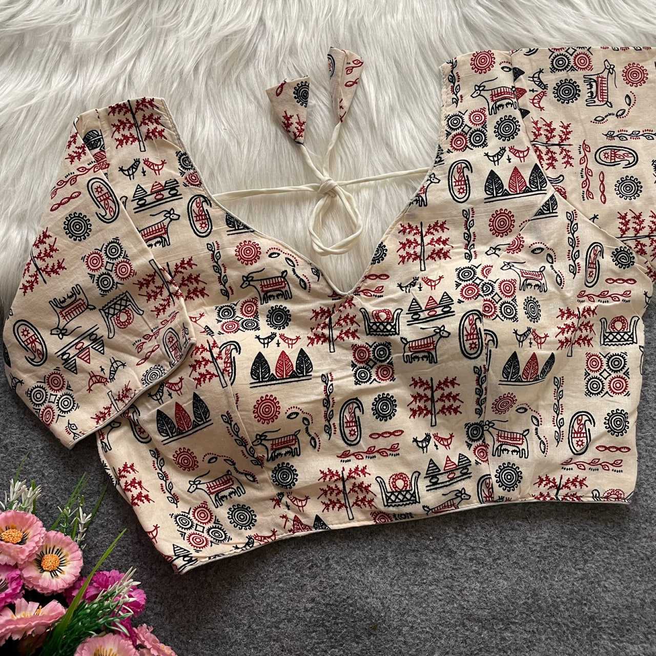 Ynf Cotton KESH426 Ajrakh 18 Readymade Blouses Festive Collections Wholesale V-Neck Blouses Cotton Blouse Fashion Blouse Manufacturer- Kapda Export