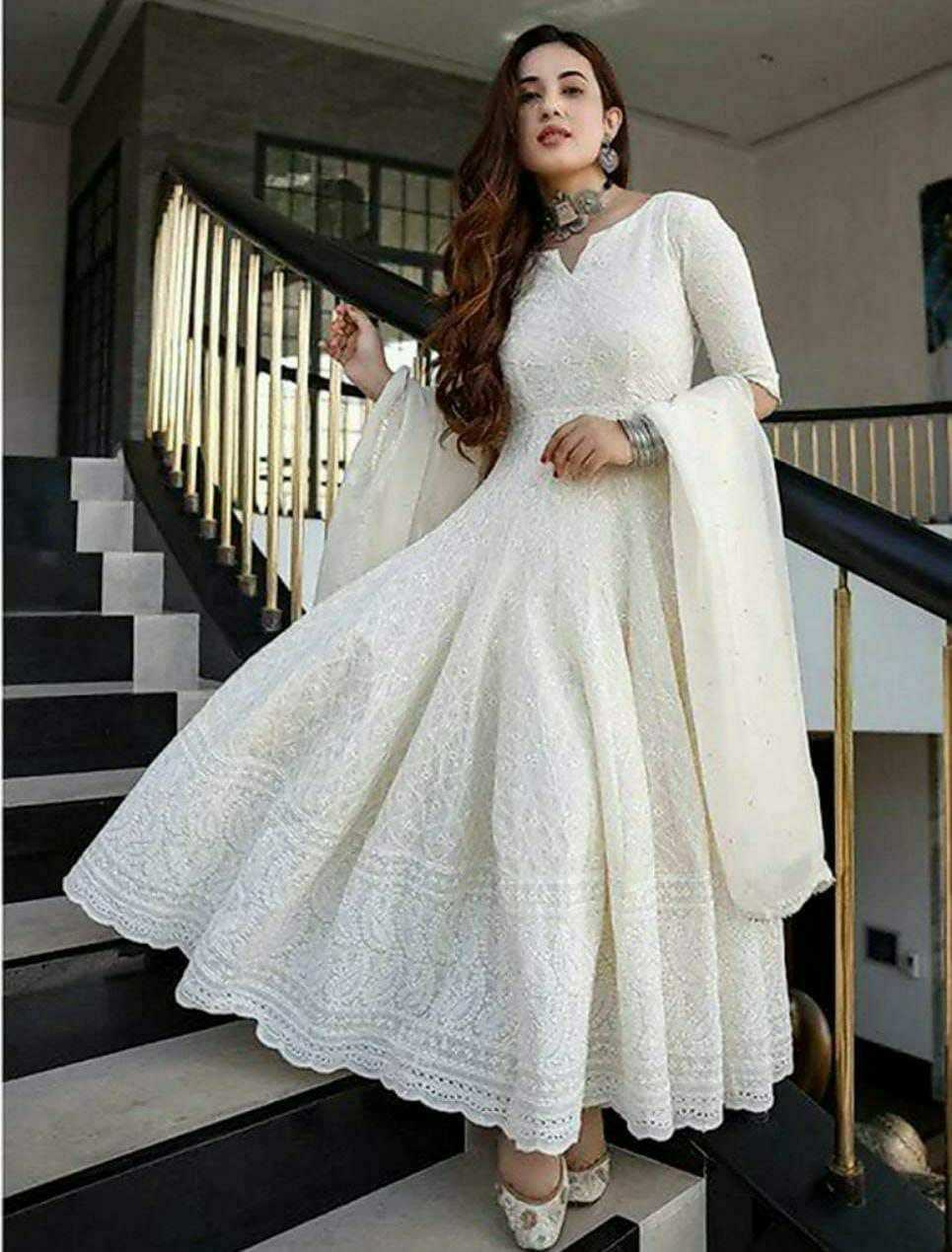 Ynf Cotton KESH613 135 Gowns Wholesale Fancy Gowns Anarkali Gown White Gown Manufacturer- Kapda Export