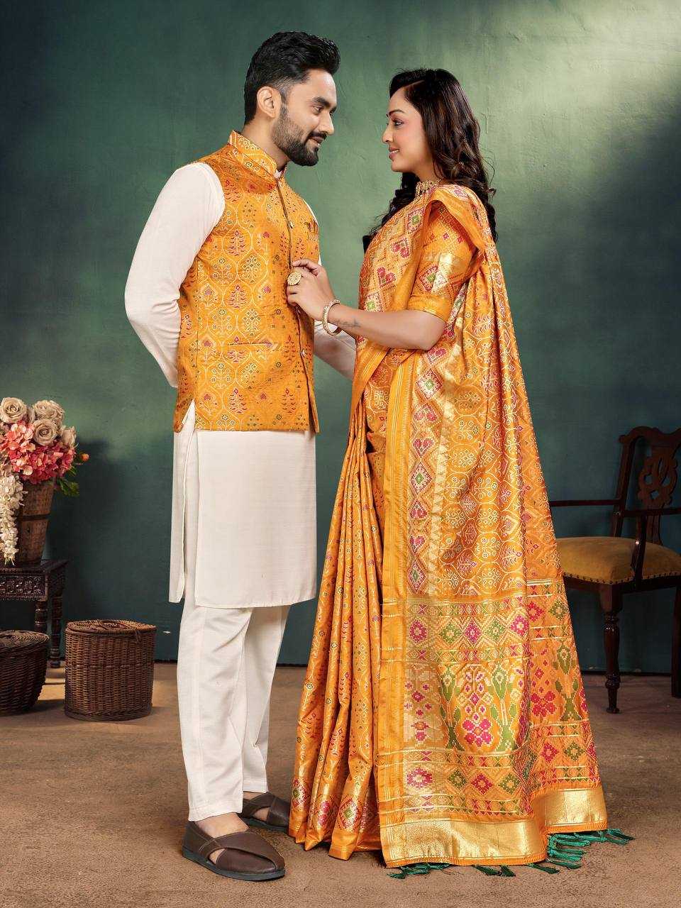 Ynf Cotton KESH620 MOH-MAYA-2 Couple Wear Wholesale Couple Matching Ethnic Outfits Couple Kurta Pajama and Saree Sets Party Wear Couple Ethnic Collection Manufacturer- Kapda Export