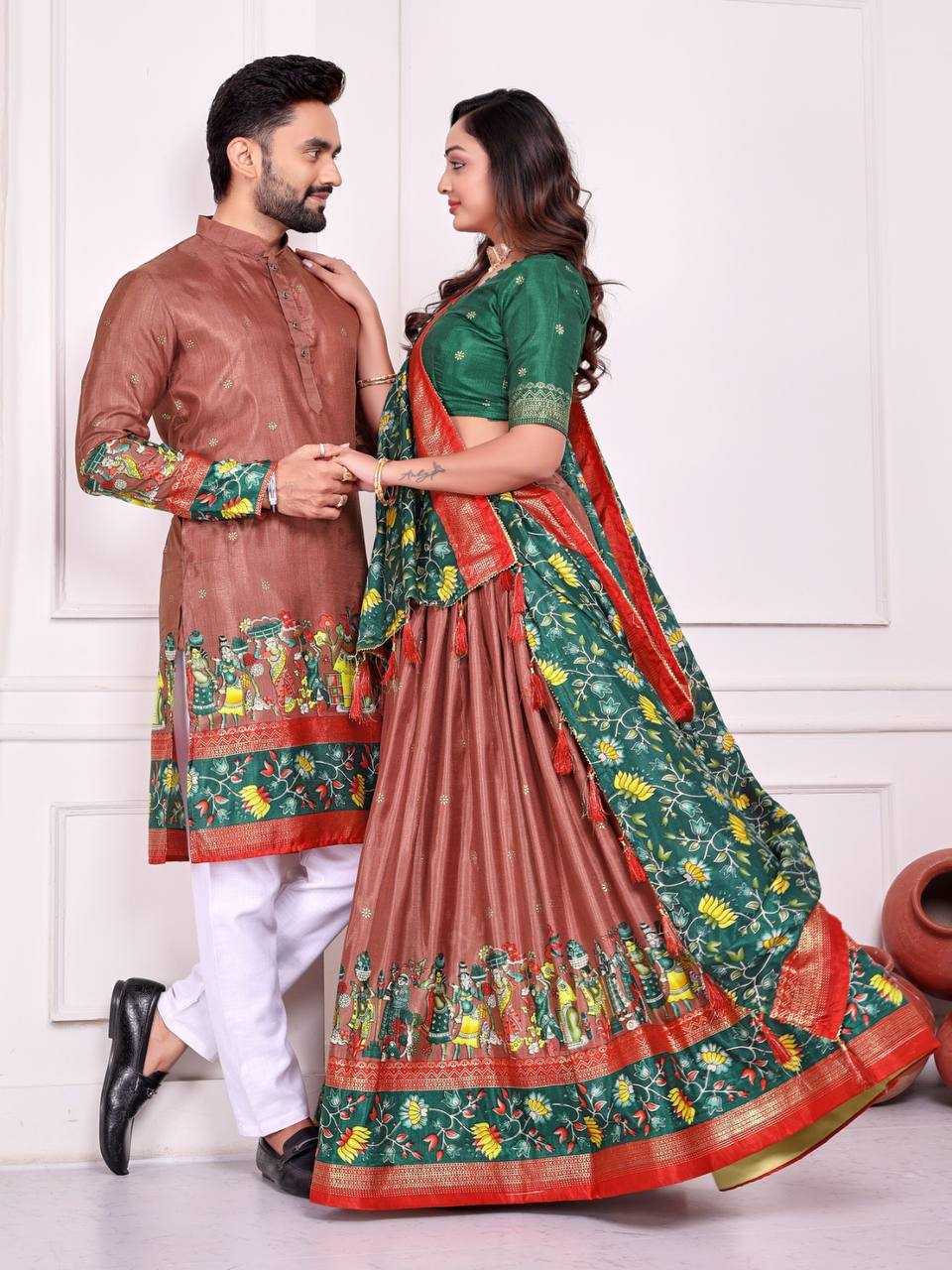 Ynf Dola Silk KESH620 SWEET HEART-2 Couple Wear Wholesale Couple Matching Ethnic Outfits Festive Matching Couple Dresses Designer Ethnic Outfits for Couples Manufacturer- Kapda Export