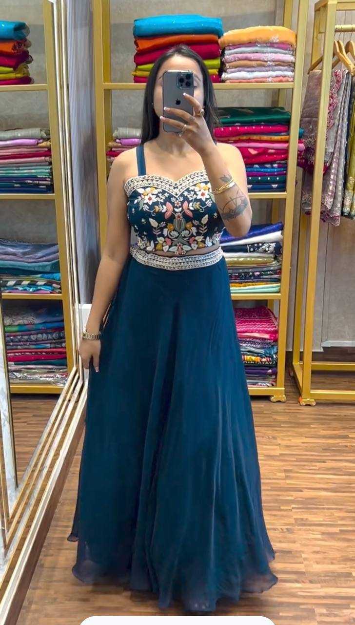 Ynf Faux Georgette KESH621 1109 Lehengas Wholesale Fancy Lehenga Embroidered Lehenga Indo-Western Lehenga Jacket Style Lehenga Manufacturer- Kapda Export