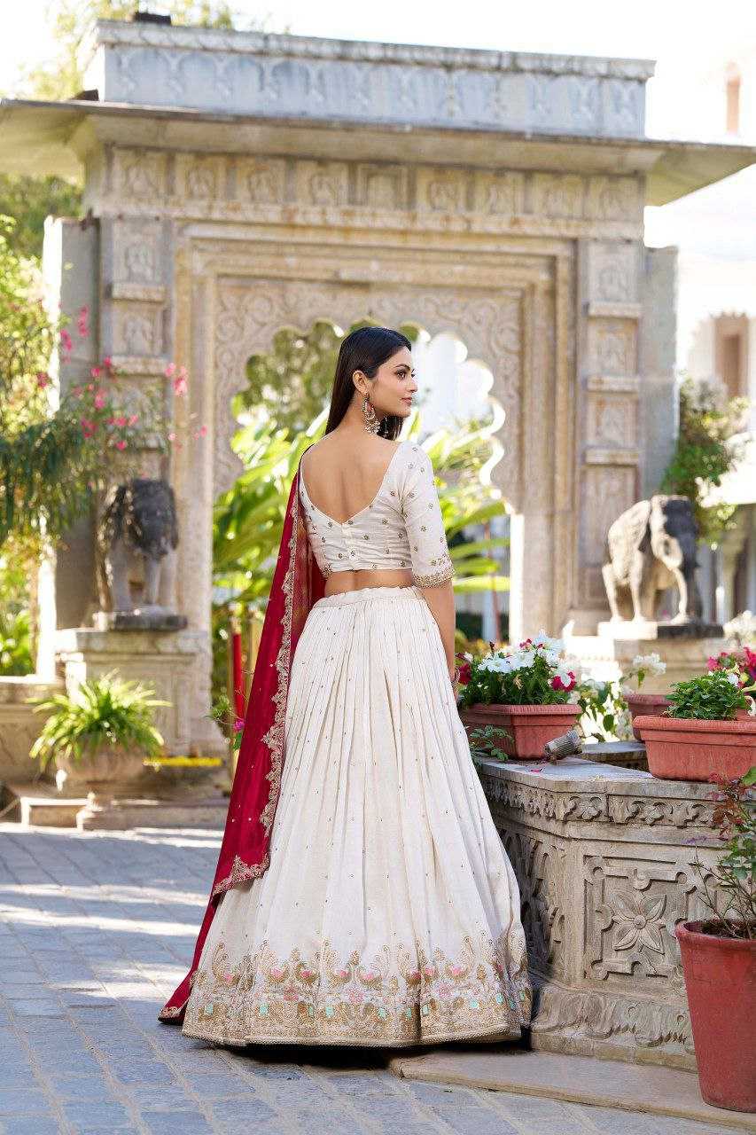Ynf Georgette KESH511 ANOKHI Lehengas Wholesale Traditional Lehenga Embroidered Lehenga White Lehenga Manufacturer- Kapda Export