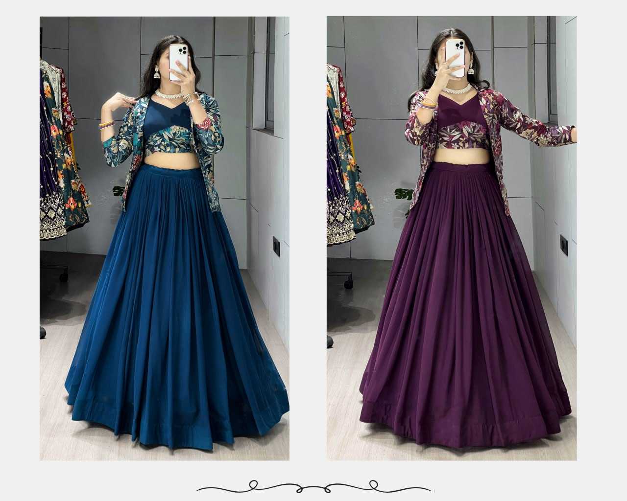 Ynf Georgette RIN119 8210 Lehengas Wholesale Fancy Lehenga Simple Lehenga Jacket Style Lehenga Manufacturer- Kapda Export