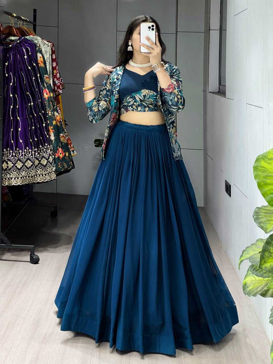 Ynf Georgette RIN119 8210 Lehengas Wholesale Fancy Lehenga Simple Lehenga Jacket Style Lehenga Manufacturer- Kapda Export